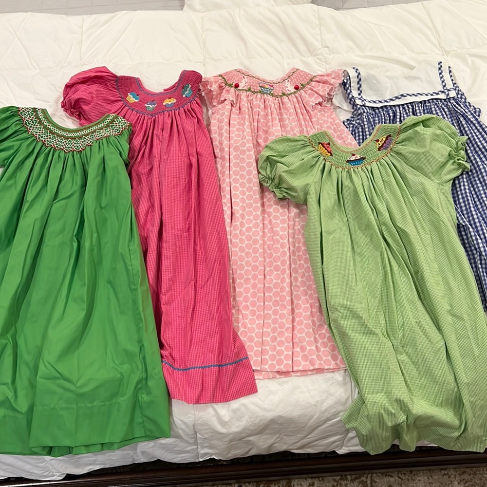 FIVE size 6/6x girl dresses. Various brands. See pics for tags